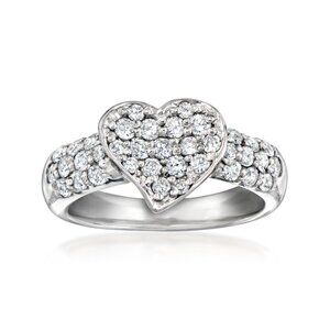 990 Vintage .90 ct. t.w. Diamond Heart Ring in Platinum. Size 6